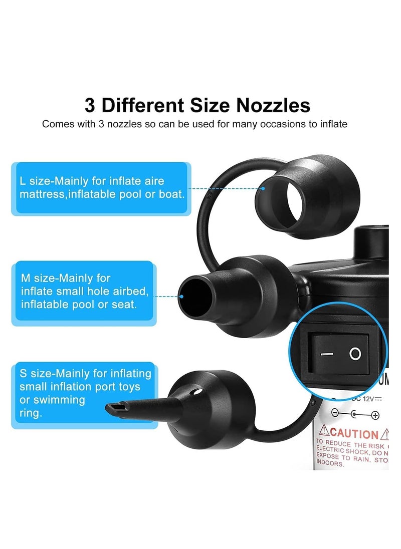 Electric Air Pump for Inflating, Perfect Inflator/Deflator, 3 Nozzles, Black, 0.44 kg, 3-Prong UK Plug