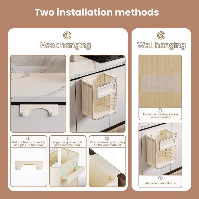 Vensikal Folding Hanging Trash Can Kitchen Folding dustbin Can CabinetCarBedroomBathroom Folding Hanging Small Plastic Trash Can 1 Pc Multi Color - Image 4