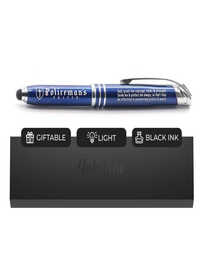 Inkstone Policeman Prayer Gift Pen with Built-In Flashlight Stylus Tip Law Enforcement - Image 1