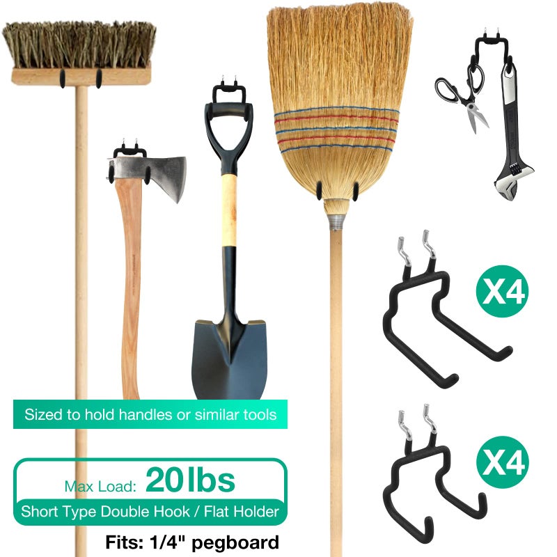 G.CORE 8-Pack Pegboard Hooks, Peg Board Tool Utility Hooks & Hangers Fit 1/4" Pegboards, Heavy Duty Metal Peg Board Shelving Hooks, Wall Organizers and Storage for Craft Room Garage Workbench Office - Image 2