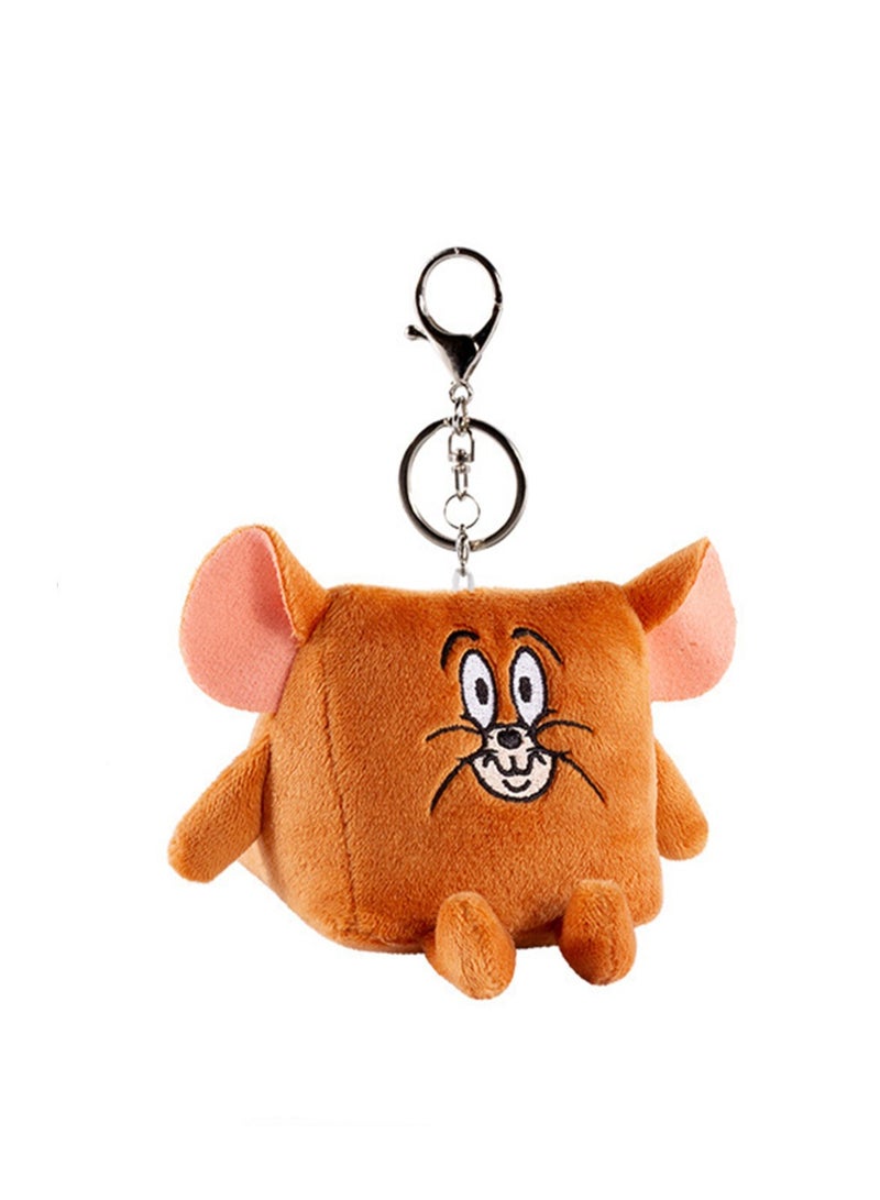 Creative Cute Plush Keychain, Cute Backpack Pendant, Suitable For Wallet Key Ring Decoration, (8cm Jerry Mouse Pendant, Deformed Version)  - Image 1