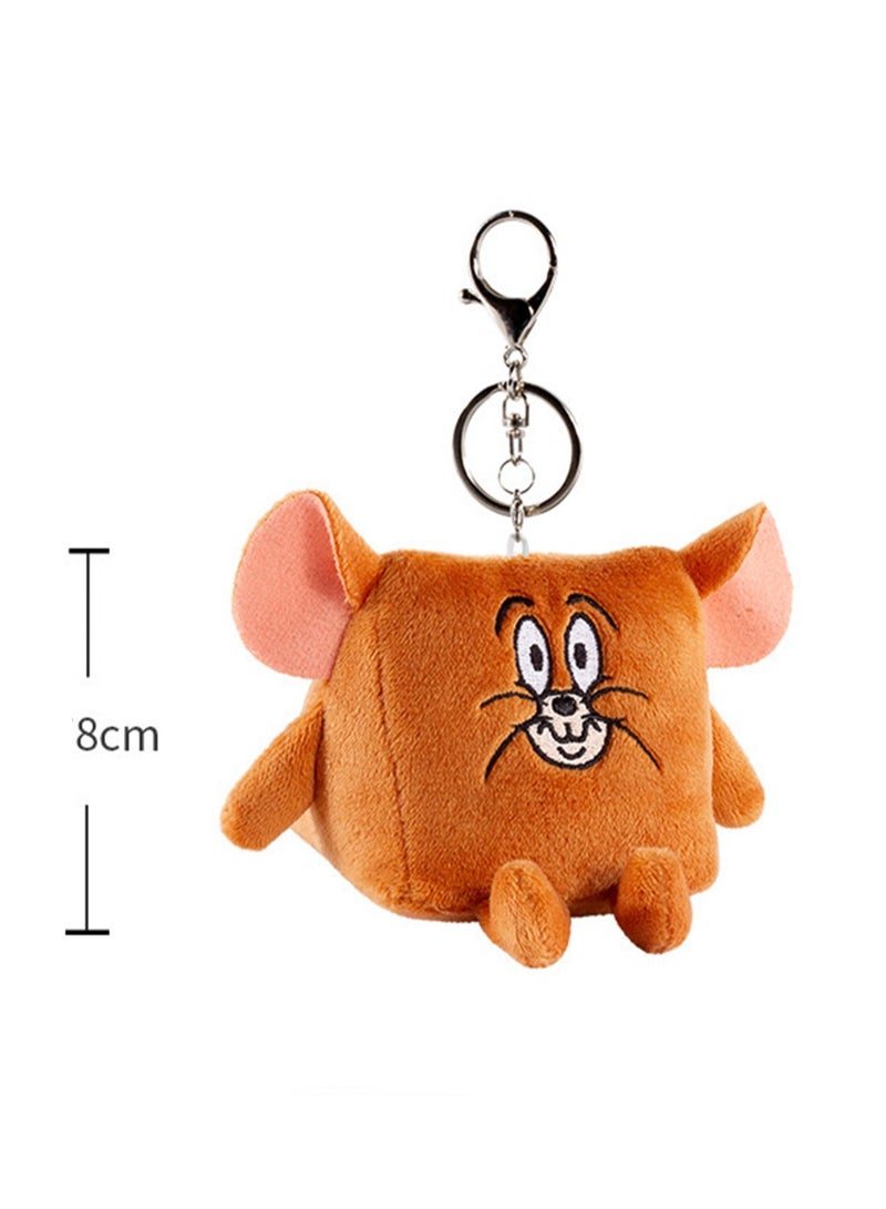 Creative Cute Plush Keychain, Cute Backpack Pendant, Suitable For Wallet Key Ring Decoration, (8cm Jerry Mouse Pendant, Deformed Version)  - Image 2