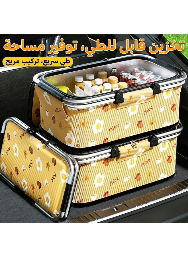 سلة حرارية قابلة للطي، 38×20×25 سم، حقيبة تبريد وتدفئة مع عزل حراري، لتناول الطعام والمشروبات، سلة مقاومة التسرب والماء، مناسبة للسفر والسوق والمعسكرات - Image 3