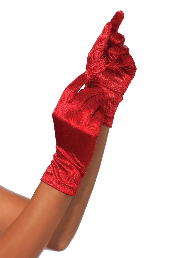 Leg Avenue Womens Satin Wrist Length Gloves, Red, O/S - Image 2