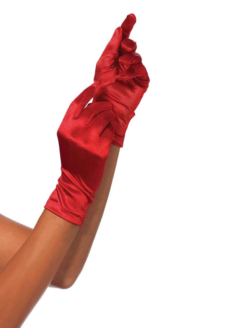 Leg Avenue Womens Satin Wrist Length Gloves, Red, O/S - Image 1