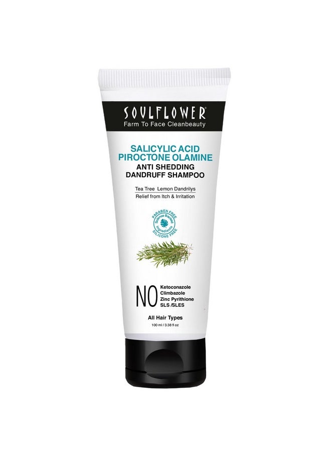 Soulflower - Anti Dandruff Shampoo With Piroctone Olamine, 1% Salicylic Acid, Dandrilys -86% Dandruff Reduction In 4 Washes* For Hair Growth, Hair Fall Control, Controls Itchy Scalp Men & Women, 100Ml - Image 1