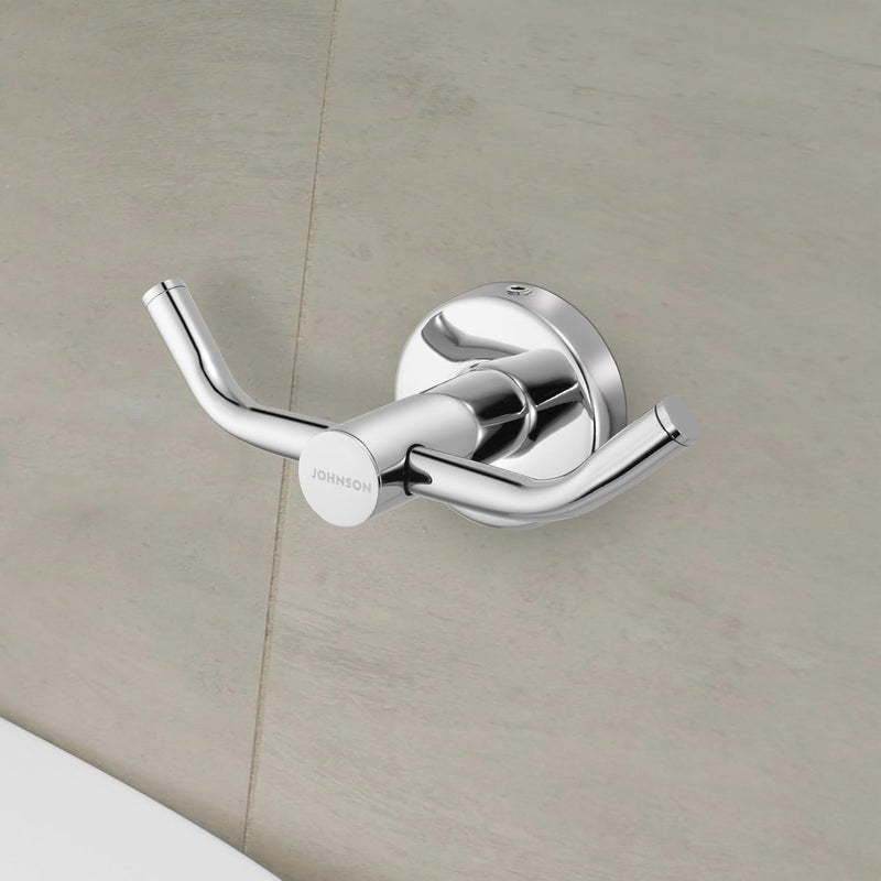 Johnson Bathrooms Johnson Alpha 304 Grade Stainless Steel Robe Hook Cloth Towel Hanger Chrome Colour T1553CAMZ 1 Year Warranty  - Image 1