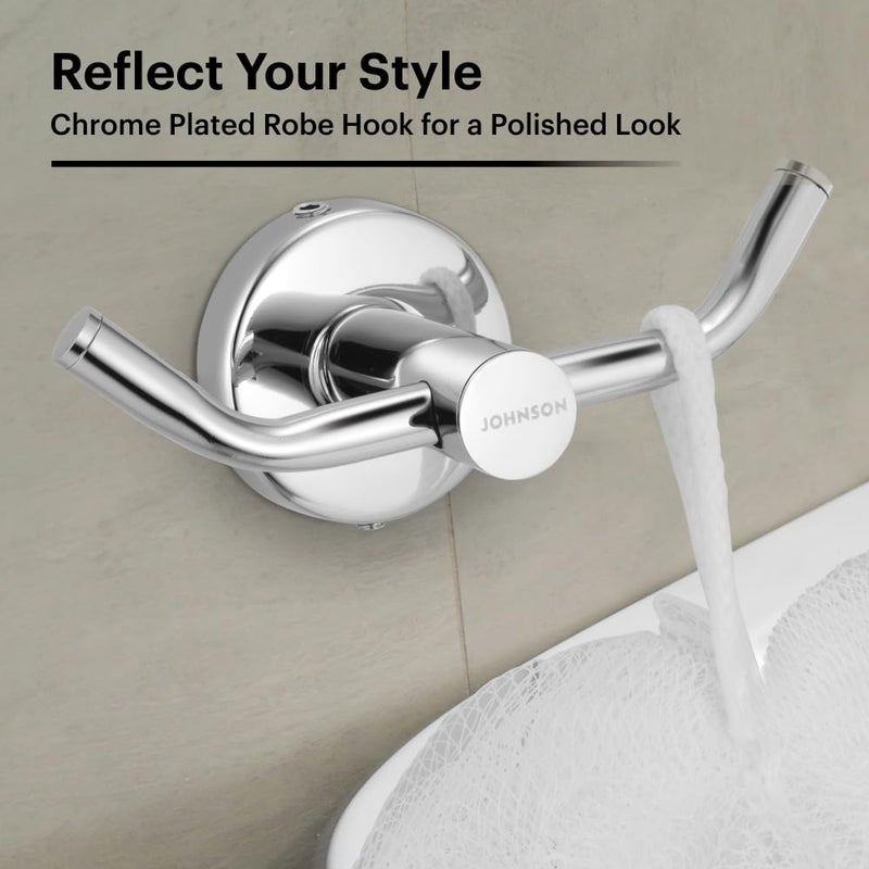 Johnson Bathrooms Johnson Alpha 304 Grade Stainless Steel Robe Hook Cloth Towel Hanger Chrome Colour T1553CAMZ 1 Year Warranty  - Image 3