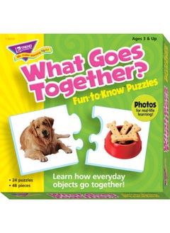 Trend Enterprises : Fun-To-Know Puzzles: What Goes Together?, Learn Related Objects & Their Words, 24 Two-Sided Puzzles, Self-Checking, 48 Puzzles Total, For Ages 3 And Up 
