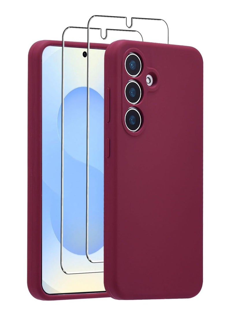 BORTONY Samsung Galaxy S25 Plus Case Cover Liquid Silicone Gel Rubber Soft Case with 2-Pack Tempered Glass 9H Hardness HD Crystal Clear Glass for Samsung Galaxy S25 Plus 6.2-inch - Image 1