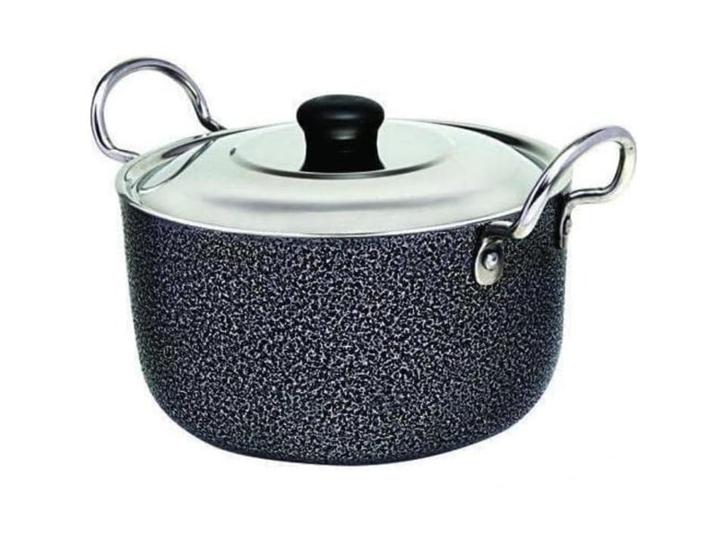 SINTAGE Aluminium Pot Induction Base Stew Pan Patila Bhagona Top with Lid Cooking with Handle and Lid - 6 Liter