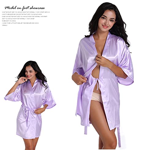 GOODSALEOK GOODSALEOK Women's Silk Kimono Robe for Bridesmaid & Bride with Silver Rhinestones, One Size Bridal Robes, Bridesmaid Robes  - Image 3