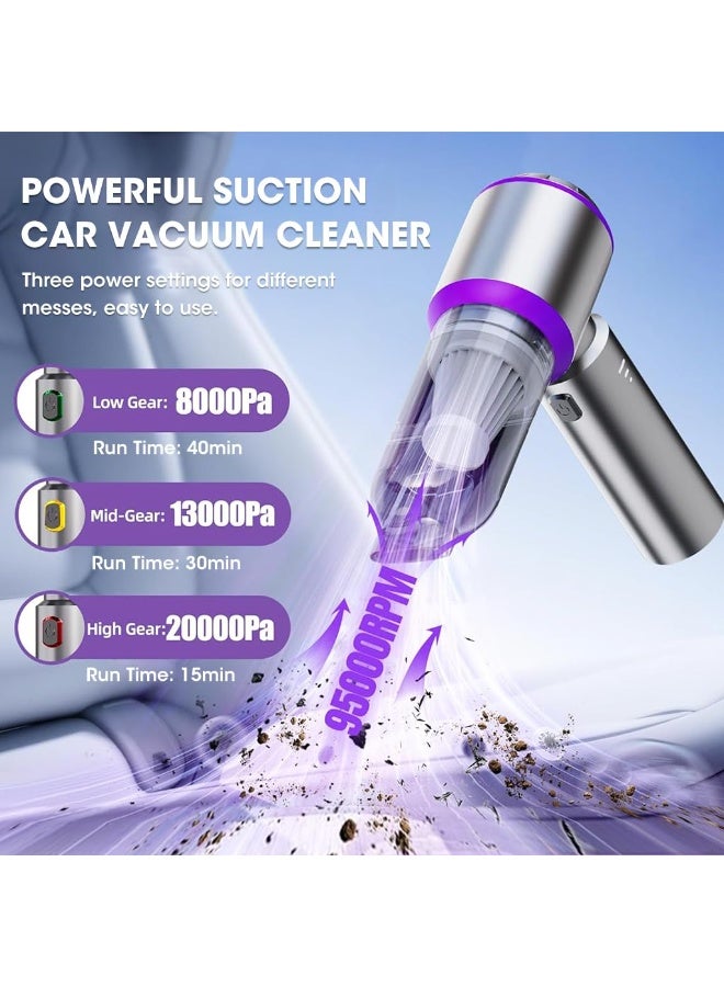 SunNivo Car Vacuum Cleaner Cordless,Wireless Mini Vacuum Cleaner 4-in-1 Compressed Air Duster & Air Blower & Pump，Portable Handheld Vacuum with Brushless Motor for Car, Home, Office,Camping - Image 2