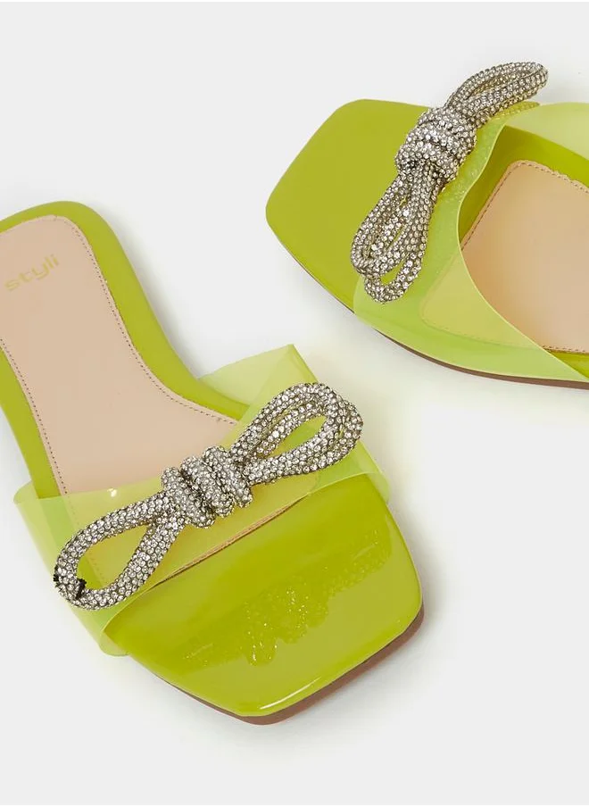 ستايلي Embellished Bow Detail Flat Sandal