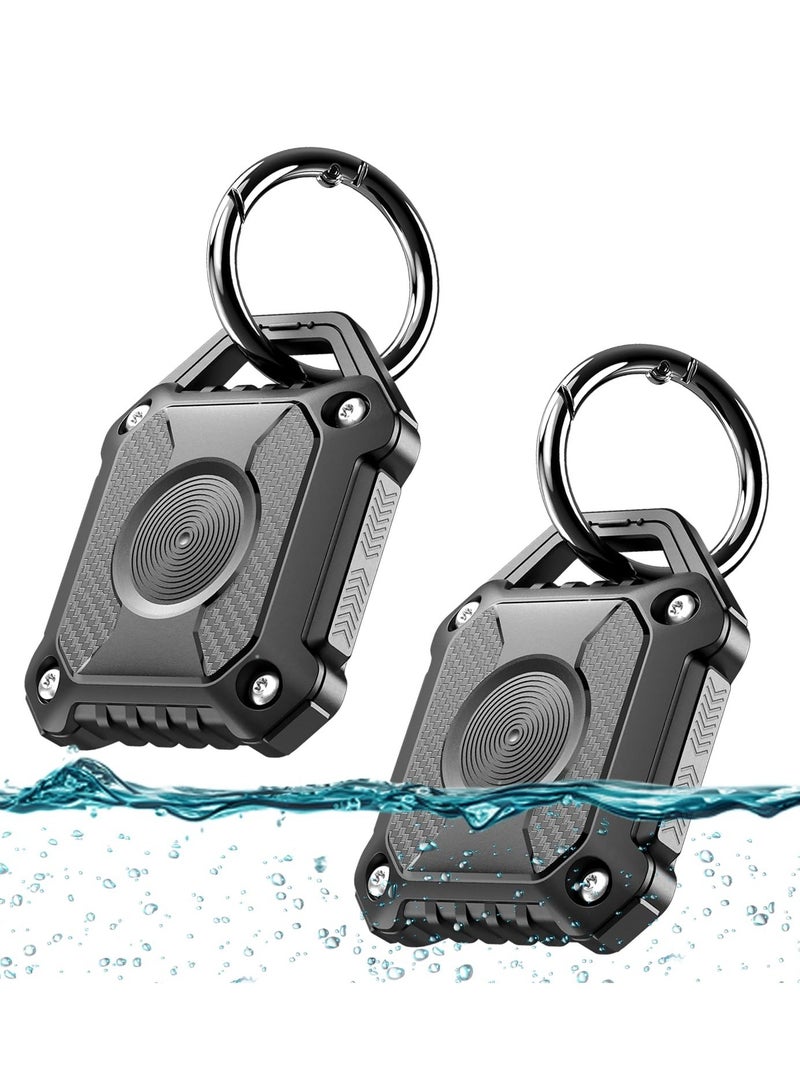 SOLARAE IP68 Waterproof Airtag Holder 2 Pack, Hard TPU Airtag Keychain, 360Â° Full Protection Airtag Case with Key Chain for Key, Luggage, Dog Collar, Compatible Apple Air tag - Image 1