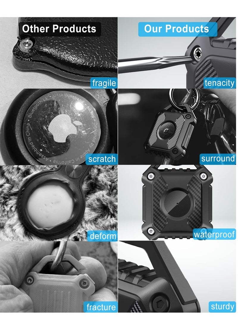 SOLARAE IP68 Waterproof Airtag Holder 2 Pack, Hard TPU Airtag Keychain, 360Â° Full Protection Airtag Case with Key Chain for Key, Luggage, Dog Collar, Compatible Apple Air tag - Image 3