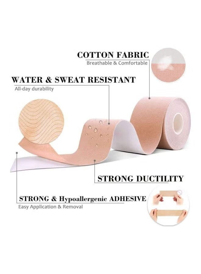 LIVQORA Generic Chest Tape - Adhesive Lifting Tape (2-pack contains 10 pairs of nipple covers), Invisible Chest Tape Under Clothes, Face Skin Lifting TapeBeige - Image 3