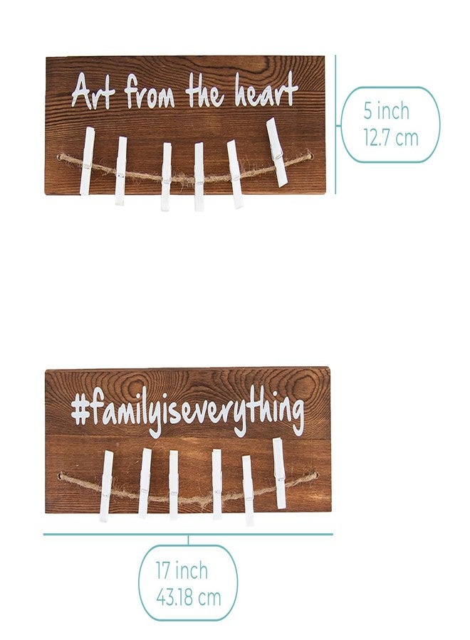 كومفيفي رف عرض فني جداري للأطفال من كومفيفي مع 12 مشبكًا - طقم من قطعتين - اعرض ذكرياتك مع إطار صور مجمعة بمشابك الغسيل، ومشاريعك، ورسائل الحب، والمزيد - مصنوع من خشب التنوب مع منظم فني مزين باقتباسات ملهمة - Image 3