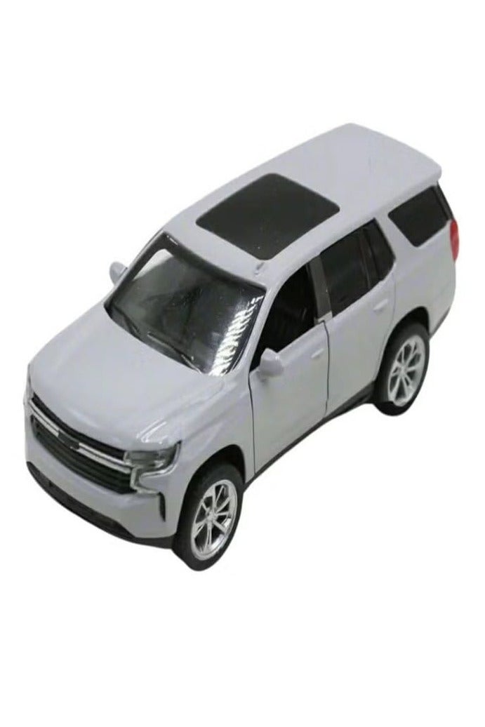 1/46 Scale Chevrolet Tahoe SUV Diecast Model with Lights and Sound - Diecast Alloy Sports Car - Opening Front Doors - Approximately 12.7cm (No Box - White) - Image 1