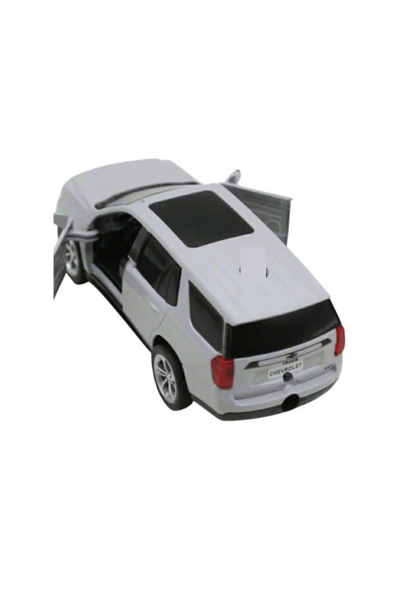 1/46 Scale Chevrolet Tahoe SUV Diecast Model with Lights and Sound - Diecast Alloy Sports Car - Opening Front Doors - Approximately 12.7cm (No Box - White) - Image 2
