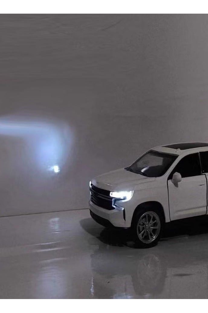 1/46 Scale Chevrolet Tahoe SUV Diecast Model with Lights and Sound - Diecast Alloy Sports Car - Opening Front Doors - Approximately 12.7cm (No Box - White) - Image 3
