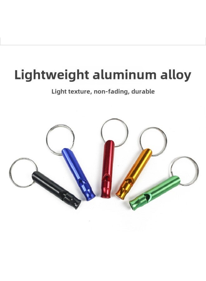 Generic Aluminum Alloy Trumpet Survival Whistle Aluminum Alloy Survival Whistle Toy Aluminum Alloy Pet Whistle Key Chain-Color:Color Mixing - Image 2