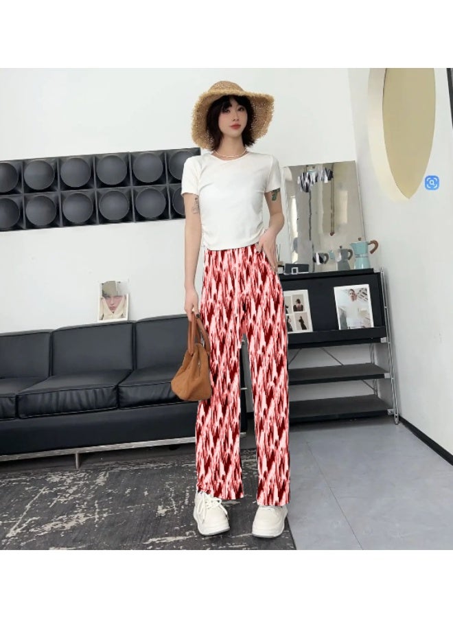 بنطلون واسع الساق بمقاس حر للنساء في الصيف، بنطلون فضفاض مستقيم بتصميم صبغ التعادل - Image 4