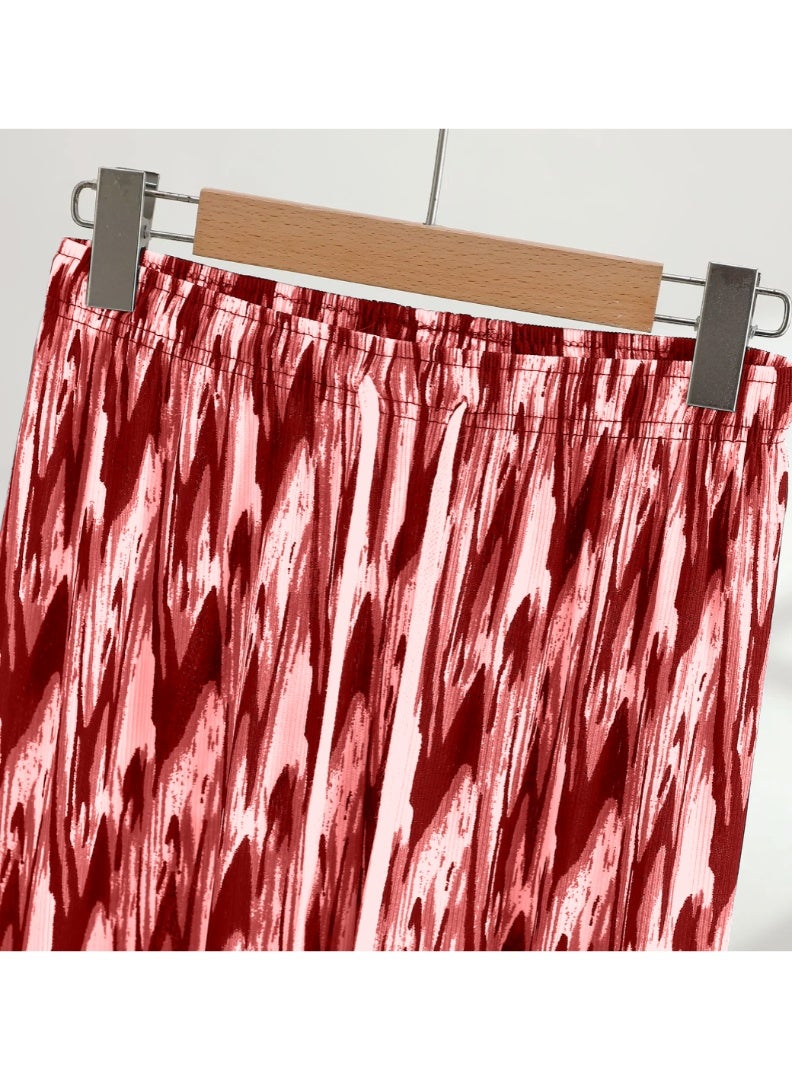 بنطلون واسع الساق بمقاس حر للنساء في الصيف، بنطلون فضفاض مستقيم بتصميم صبغ التعادل - Image 2