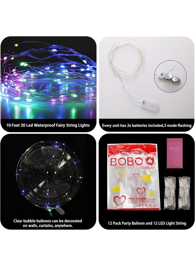 Bluejw Light Up Led Balloons, 18 Packs Party Balloon Cell Battery included Inflated Size 22 Inches 3 Modes Flashing String Lights Clear Balloon, for Birthday Wedding Decorations (4 Colors) - Image 4