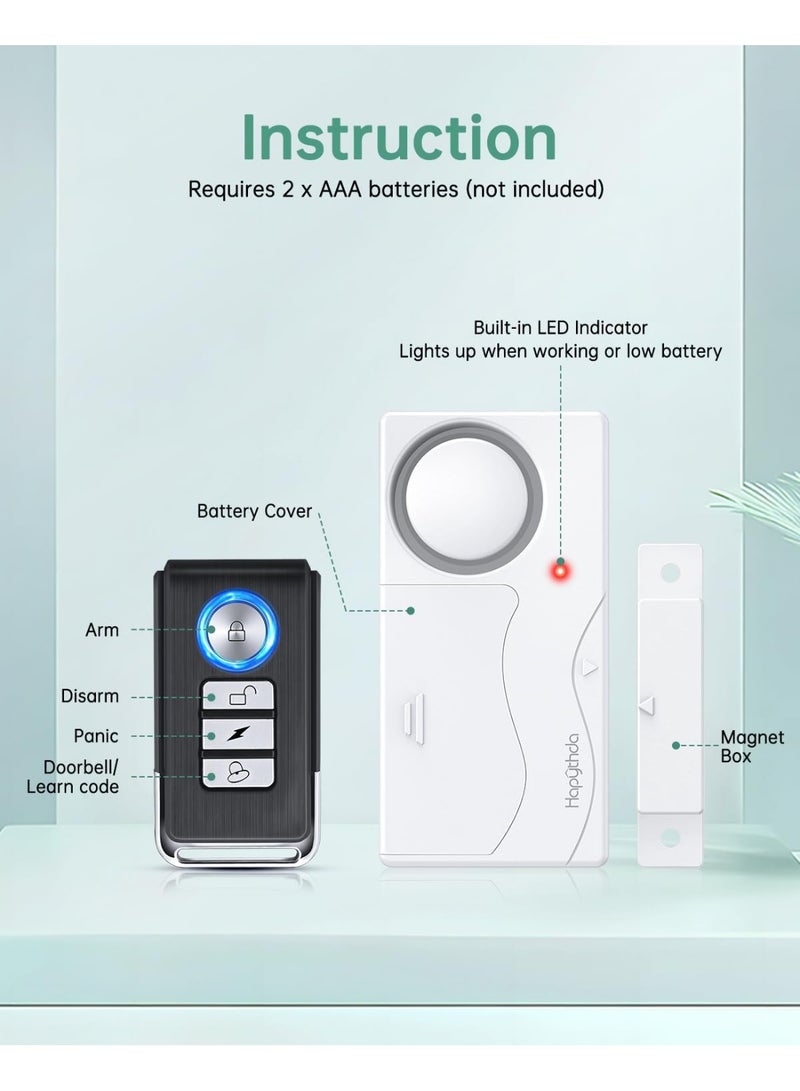 Door Alarm, Window Alarm Sensors, Door Alarms for Kids Safety, Door Chimes When Door Opens, Magnetic Security Sensor - Image 2
