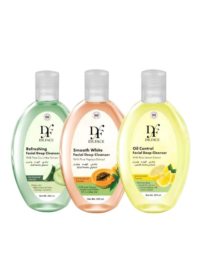 دكتور فيس منقي للوجه ومزيل للمكياج بخلاصة الليمون والبابايا والخيار 3 × 225 مل - Image 1