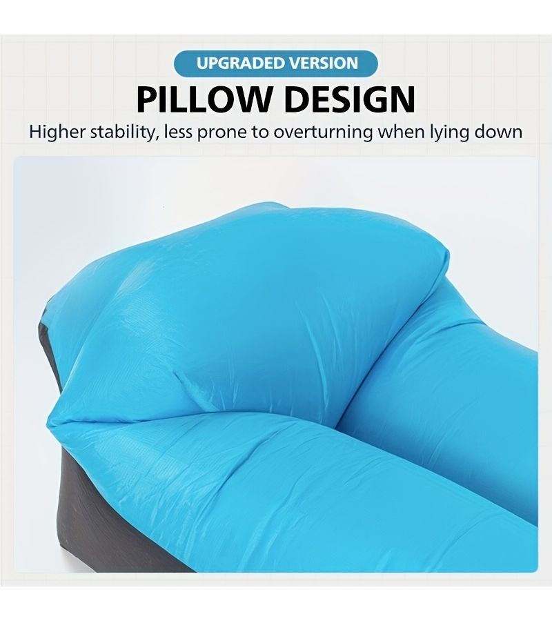 Green Inflatable Lounger Camping Sofa with Headrest Leak Proof Outdoor - Image 2