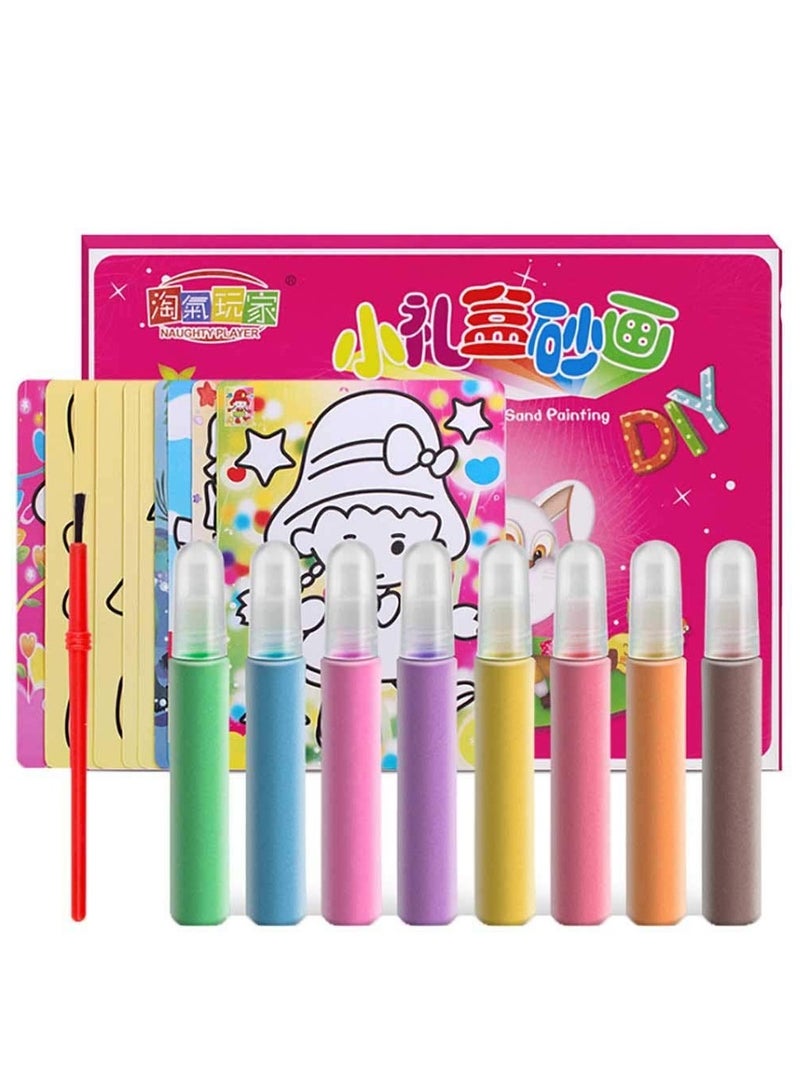 8Pcs Kids DIY Sand Painting Set - Creative Drawing Board with Bubble Handmade Picture Paper for Art Projects, Decorations, and Crafts - Image 1