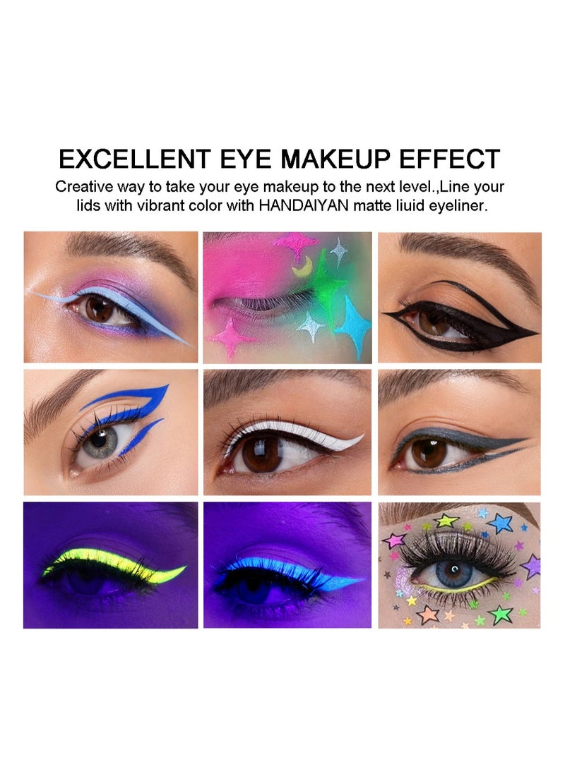 هاندايان محدد عيون مقاوم للماء، محدد عيون سائل، لمسة نهائية من الأشعة فوق البنفسجية، مكياج احترافي، يدوم طويلاً، سريع التلطخ، مقاوم للجفاف الشديد، يبقى طوال اليوم، خط مائي مجنح، نتيجة فورية - Image 5