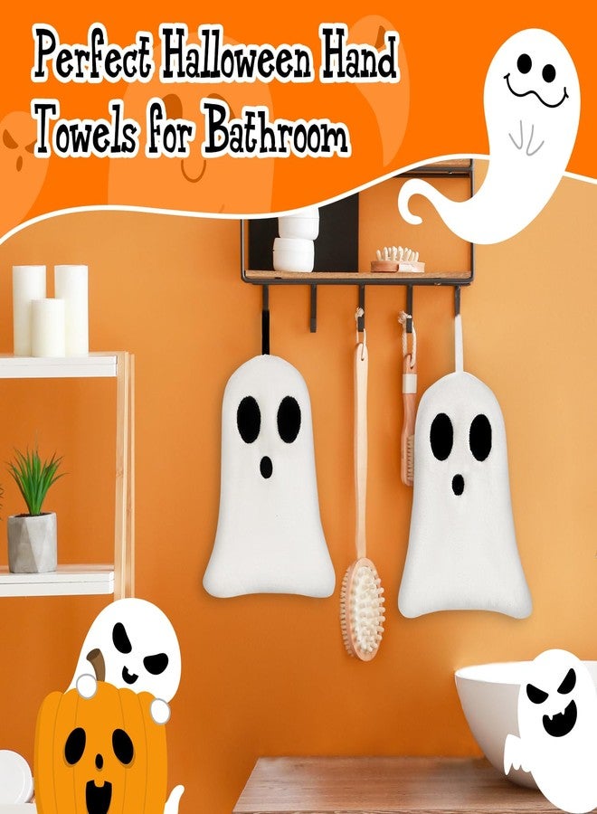 Quera 2 Pack Hand Towels Halloween Ghost Embroidered Premium Luxury Decor Bathroom Decorative Dish Towels Set for Drying, Cleaning, Cooking, Holiday Towels Gift Set - Image 4