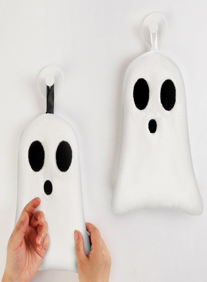 Quera 2 Pack Hand Towels Halloween Ghost Embroidered Premium Luxury Decor Bathroom Decorative Dish Towels Set for Drying, Cleaning, Cooking, Holiday Towels Gift Set - Image 2