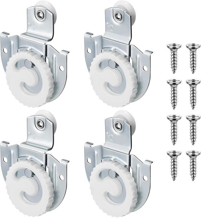 Yaocom 4 Piece Sliding Closet Door Hardware Rollers Wardrobe Cabinet Door Hangers Knob Adjustable Hooks with 8 Screws - Image 1