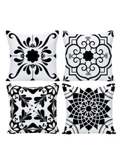 نيبمينينت Geometric Black Flower Pillow Covers, 18x18 Inch Cases Abstract Cushion Covers Square Patio Sofa Pillowcases Durable Throw Set for Couch Home Decor  - Image 1