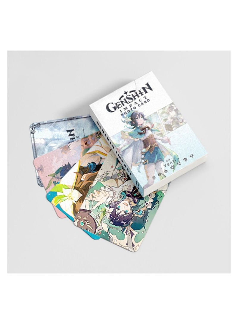 Color Fans 50 Pcs Genshin Impact Barbatos Venti Cute Anime Photo Lomo Cards - Image 3
