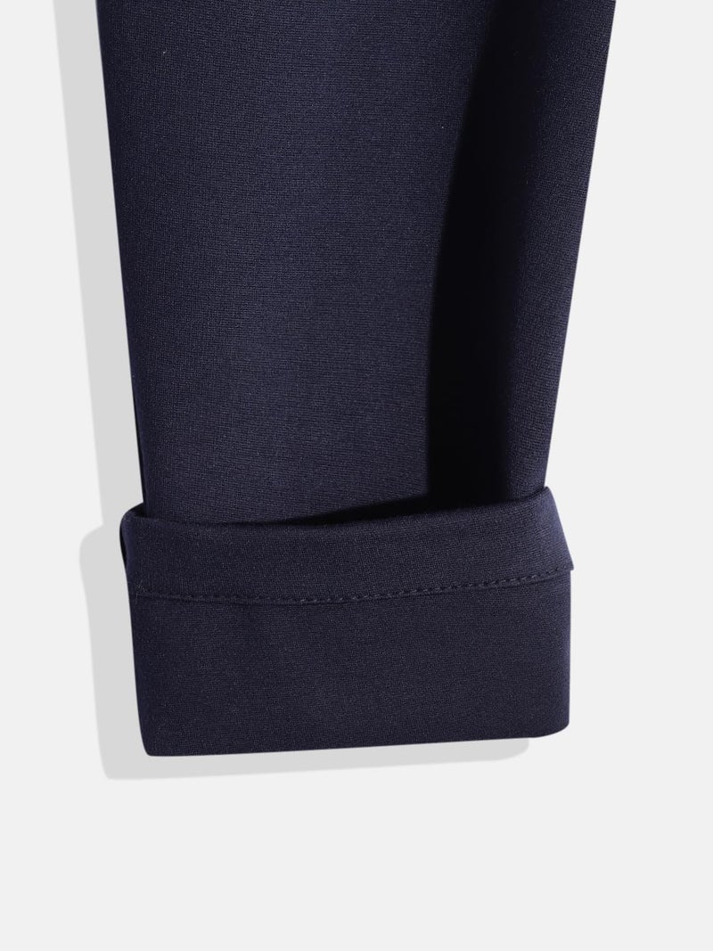 CAVIO Boys Stretchable Solid Regular Fit Trousers with Belt Navy - Image 4