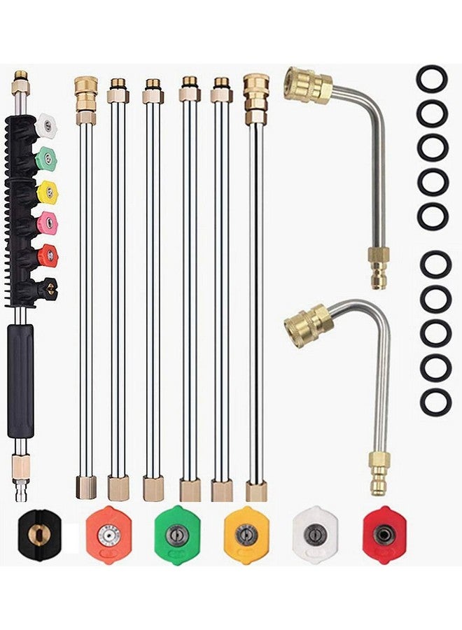 Selkie Selkie 120" Pressure Washer Extension Wand Power Washer Lance with Spray Nozzle Tips,30°,90°Curved Rod, 1/4’’Quick Connect, Replacement for Anti-Leaked Ring 4000 PSI - Image 1