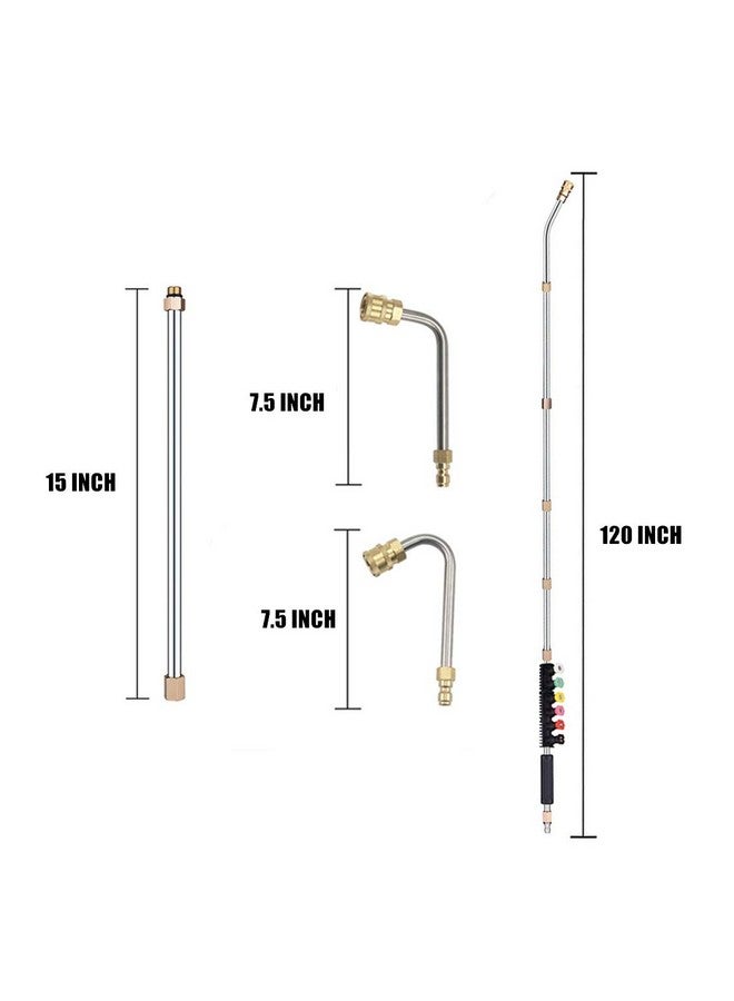 Selkie Selkie 120" Pressure Washer Extension Wand Power Washer Lance with Spray Nozzle Tips,30°,90°Curved Rod, 1/4’’Quick Connect, Replacement for Anti-Leaked Ring 4000 PSI - Image 3