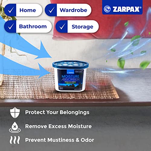ZARPAX Moisture Absorber Activated Charcoal 10.5 oz/300g | Removes Moisture, Damp, Humidity & Odors | Odor Absorber | Moisture Trap for Bathroom, Closet, Kitchen & Small Spaces | Set of 6 - Image 3