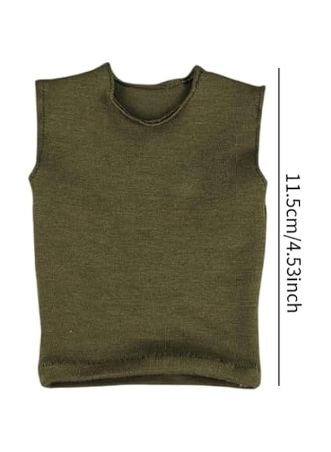 1/6 Male Figure T Shirt Sleeveless Vest Outfits Short Sleeve Doll Clothes Mini for 12 inch Accs Male Action Figures Dress up, Green  - Image 2