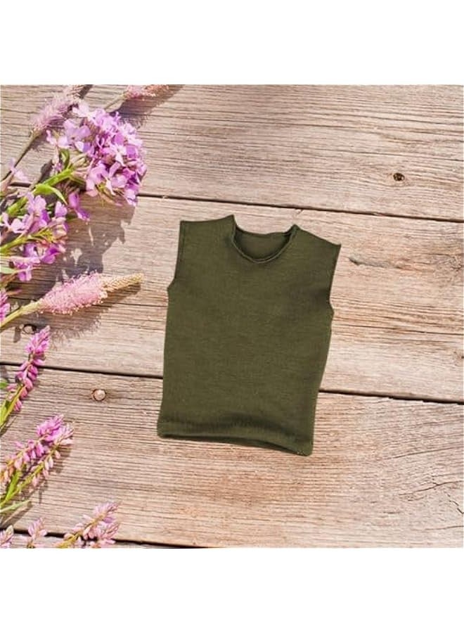 1/6 Male Figure T Shirt Sleeveless Vest Outfits Short Sleeve Doll Clothes Mini for 12 inch Accs Male Action Figures Dress up, Green  - Image 3