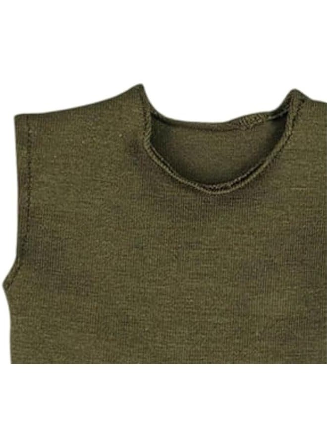 1/6 Male Figure T Shirt Sleeveless Vest Outfits Short Sleeve Doll Clothes Mini for 12 inch Accs Male Action Figures Dress up, Green  - Image 4