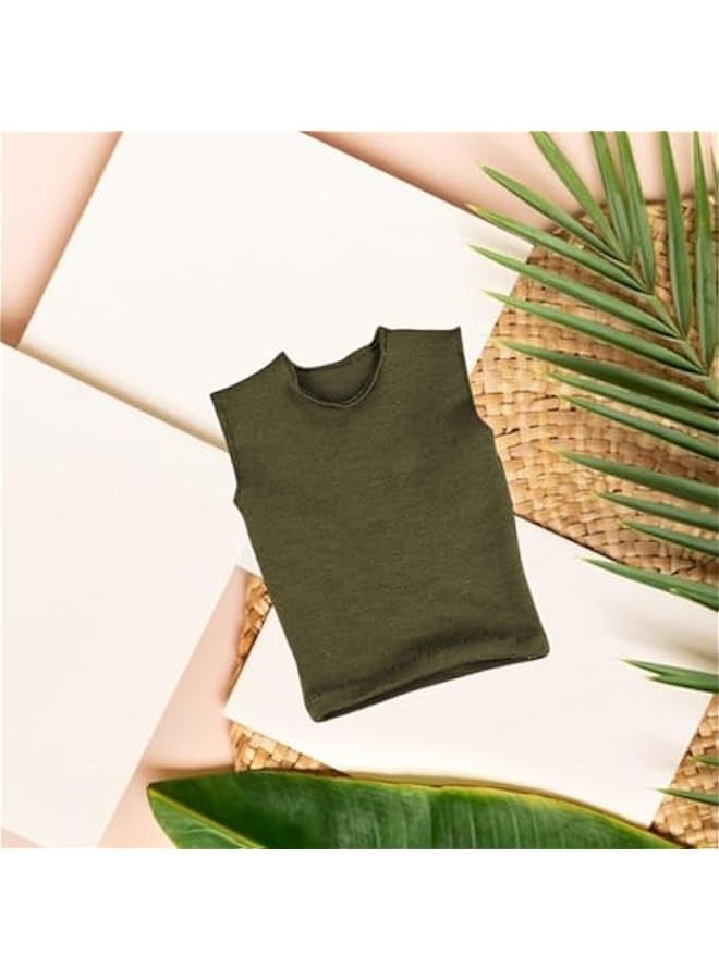 1/6 Male Figure T Shirt Sleeveless Vest Outfits Short Sleeve Doll Clothes Mini for 12 inch Accs Male Action Figures Dress up, Green  - Image 5