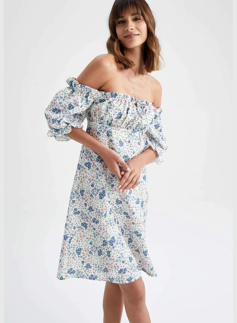 DeFacto Floral Off-Shoulder Dress