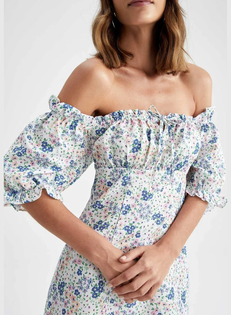 DeFacto Floral Off-Shoulder Dress