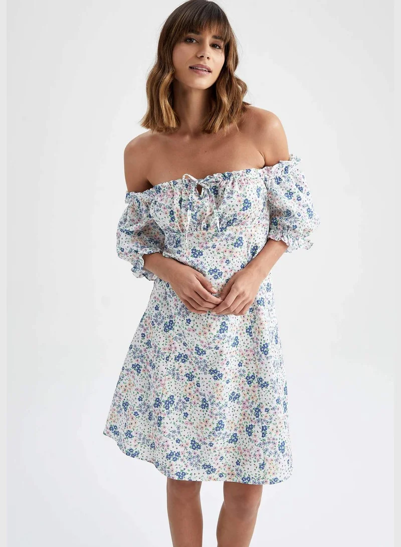 DeFacto Floral Off-Shoulder Dress